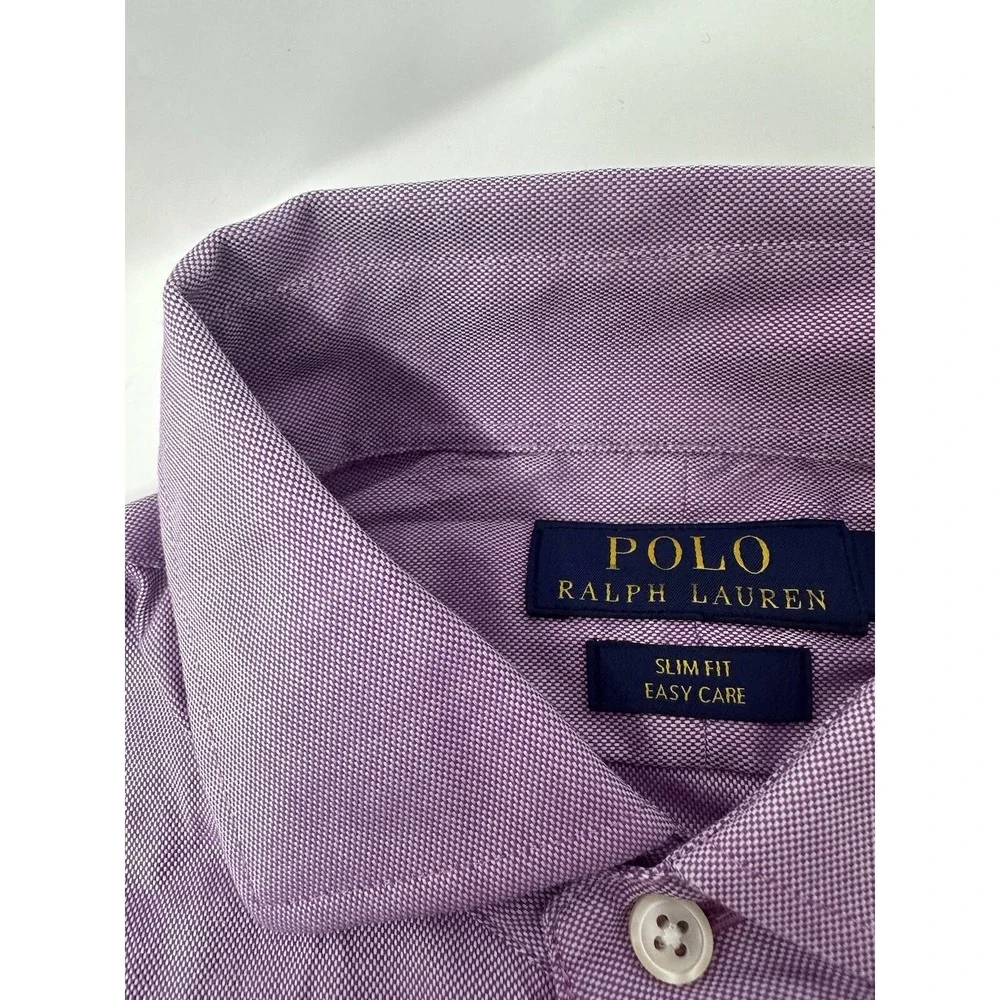 NWT Polo Ralph Lauren Purple Men's Slim Fit Easy Care Sz 17 34/35 Shirt X1
